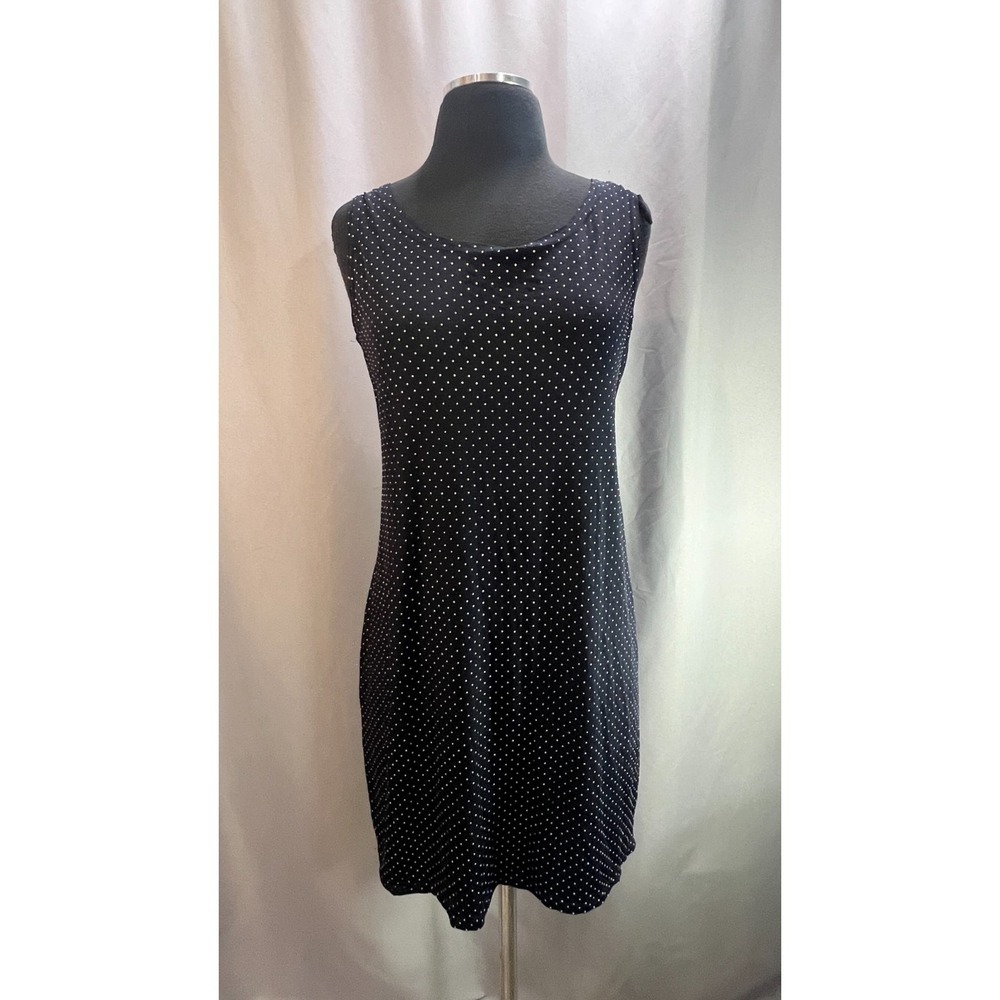 Ronni Nicole By Ouida Shift Dress Women 10 Navy White Polka Dot Scoop Neck Party